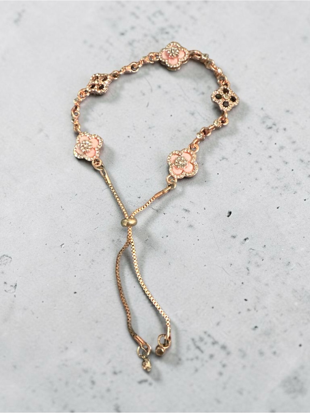 Rose Gold Floral Adjustable Bracelet - Women's Jewelry